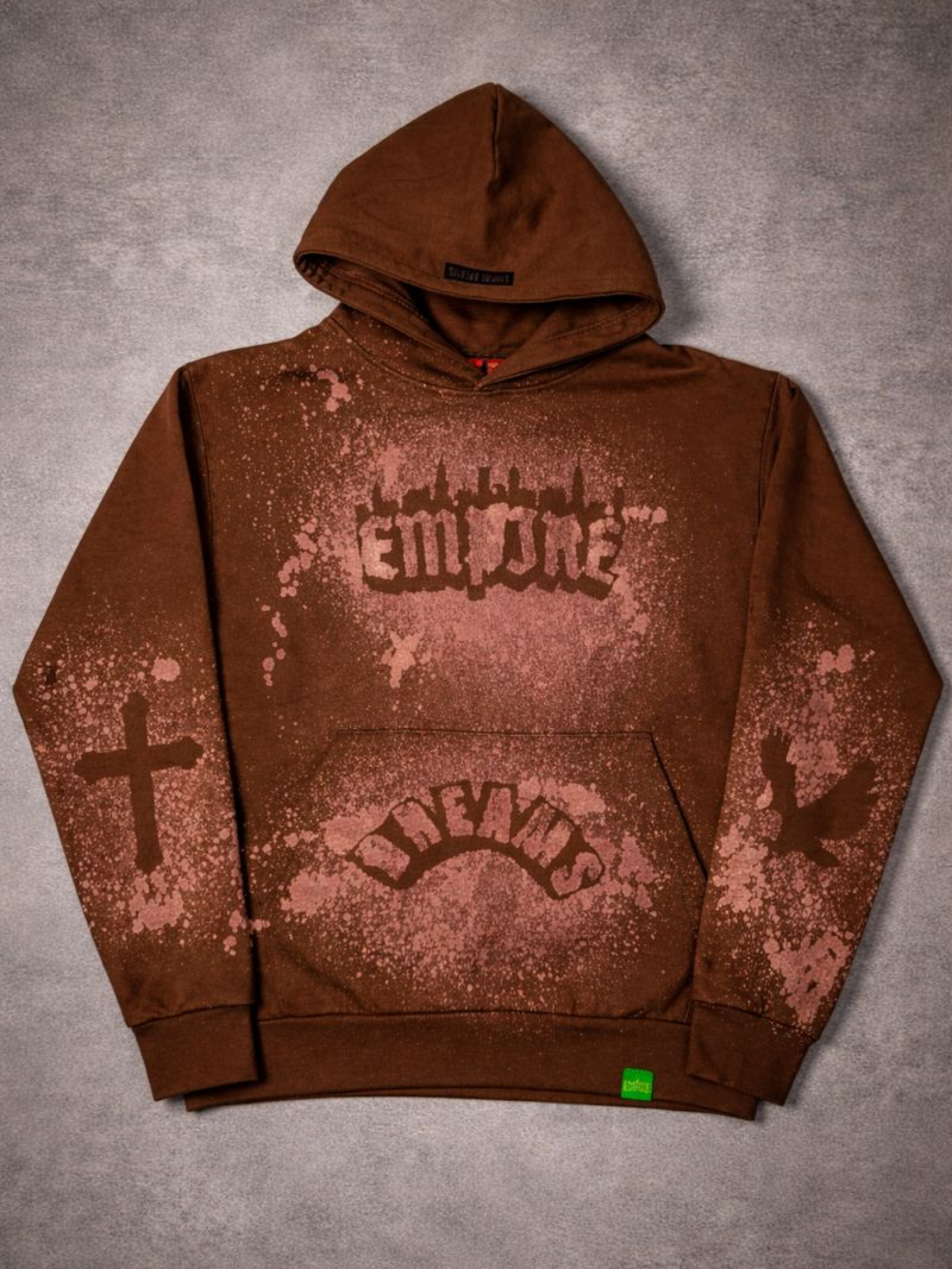 Empire Dreams heavyweight brown streetwear bleach hoodie