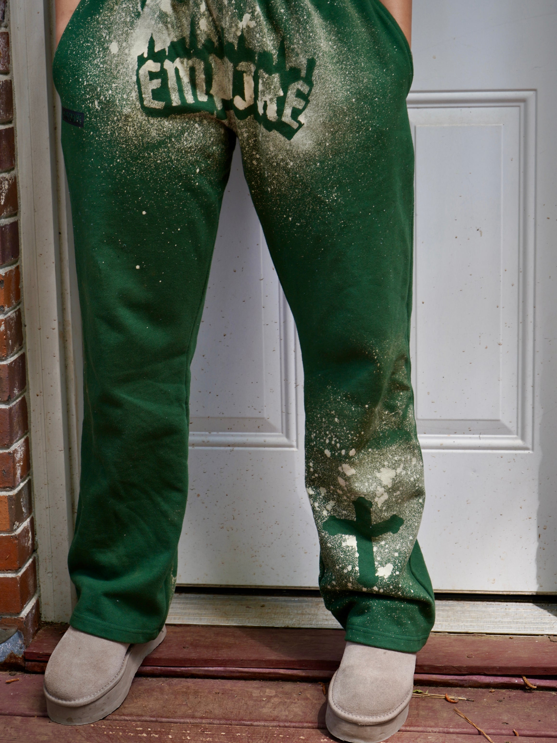 Empire Dreams heavyweight green streetwear bleach sweatpants