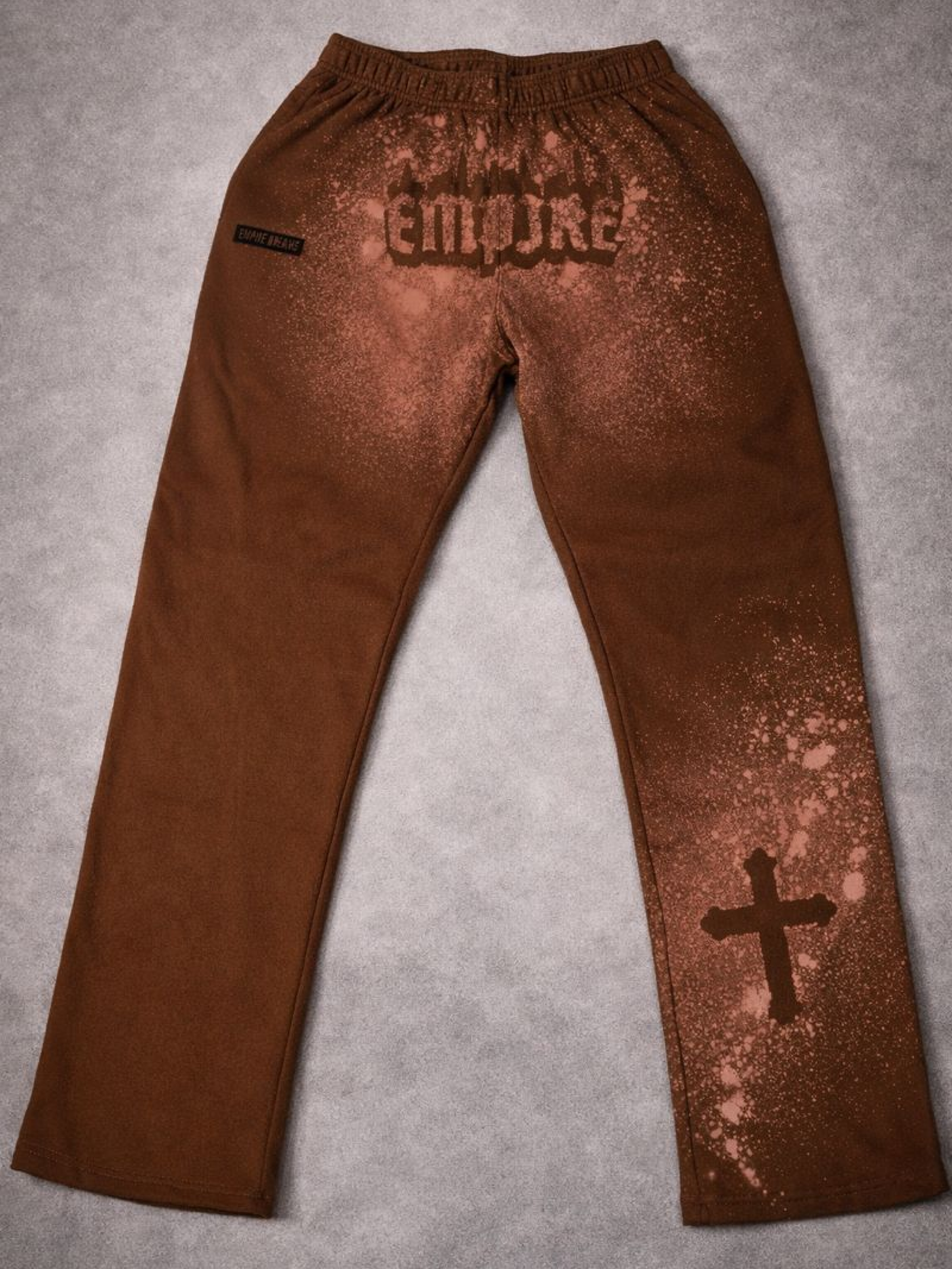 Empire Dreams heavyweight brown bleach   luxury sweatpants